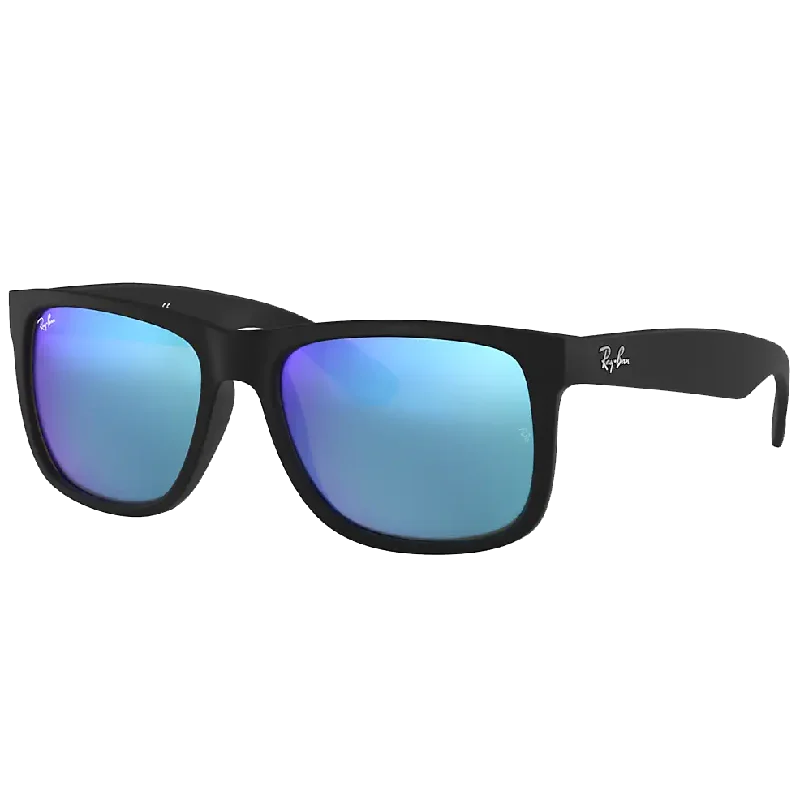Justin - M Low Bridge Rubber Black/Blue Flash Retro Round - Frame Look