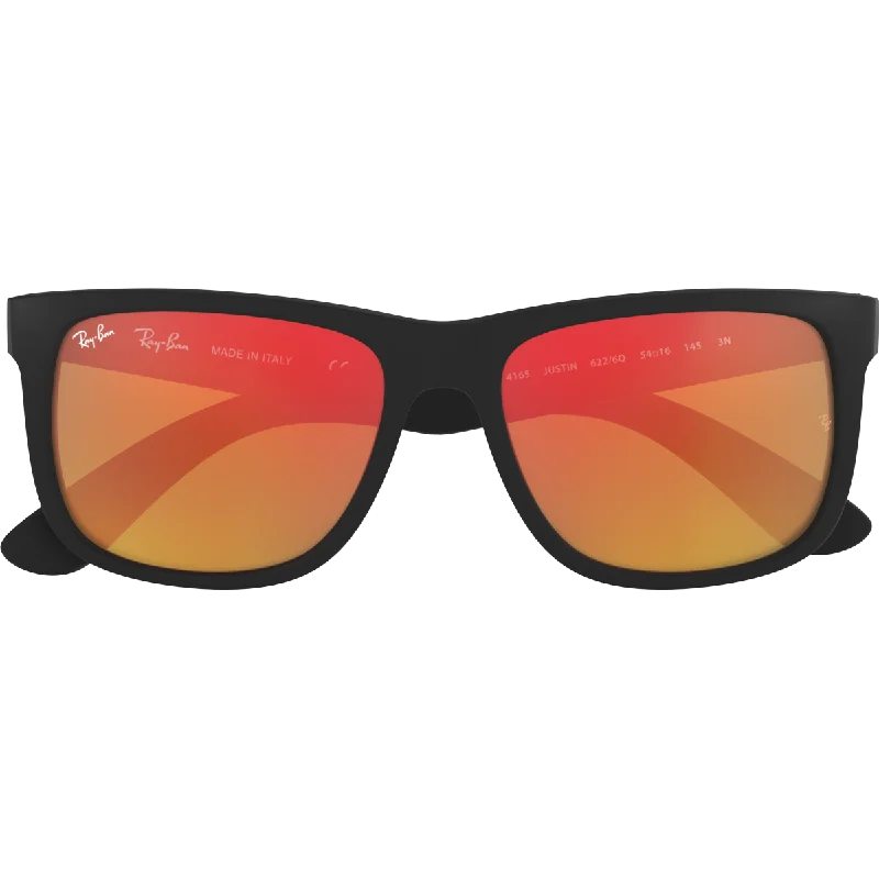 Justin M - Rubber Black/Orange Mirror Geometric - Patterned Frame Design