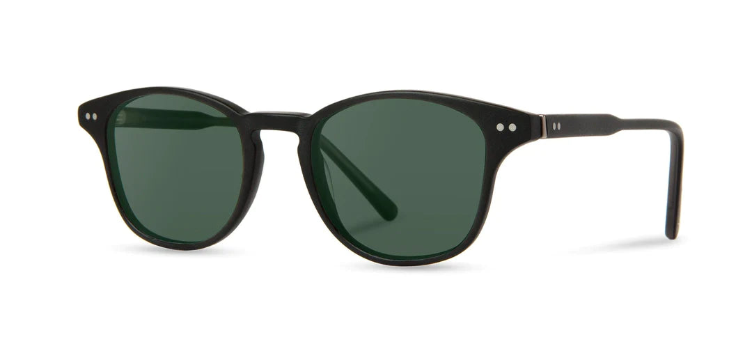 Kennedy Acetate Sunglasses | Matte Black | G15 Polarized | Shwood Round - Rimmed Bohemian Look