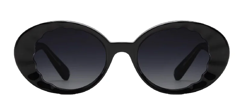 Krewe Alixe Black + Black and Crystal Oval Sunglasses Hipster Style