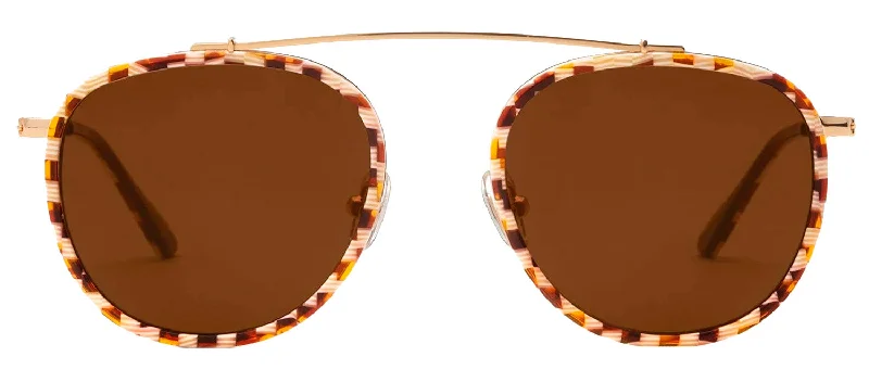 KREWE Chartres Round Sunglasses Leather - Trimmed Luxe Style