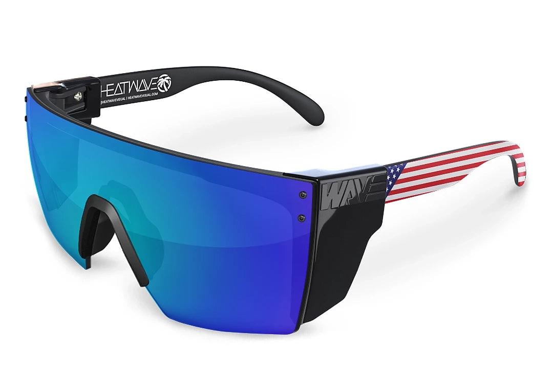 Lazer Face Sunglasses: Stars & Stripes USA Z87 Polarized Galaxy Blue Lens Round - Rimmed Bohemian Look Lazer Face Sunglasses: Stars & Stripes USA Z87 Polarized Galaxy Blue Lens Round - Rimmed Bohemian Look