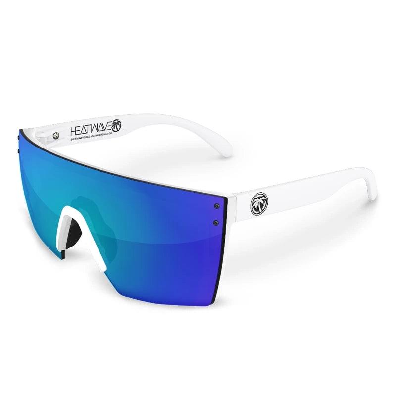 LAZER FACE WHITE FRAME: GALAXY BLUE Leather - Trimmed Luxe Style