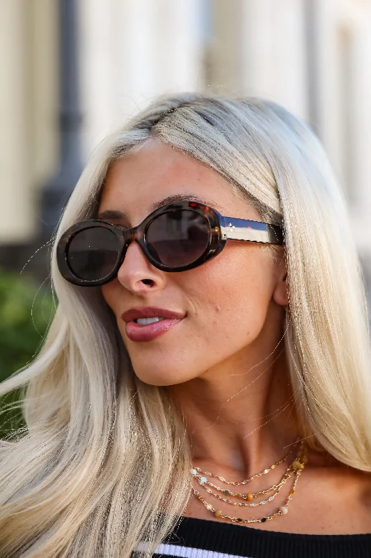 Main Frame Tortoise Oval Sunglasses Translucent Frame Modern Aesthetic