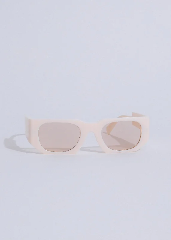 Make No Promises Square Sunglasses Nude Translucent Frame Modern Aesthetic
