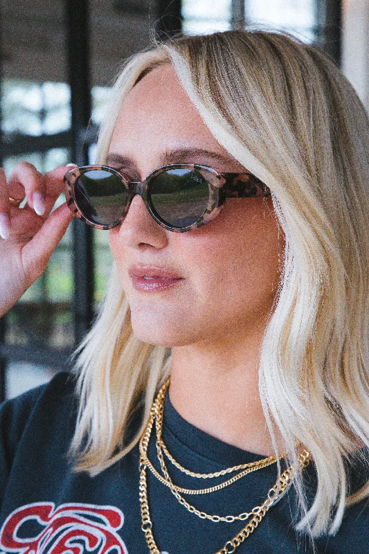 Marley Polarized Sunglasses, Blonde Tort Smoke | I-Sea Round - Rimmed Bohemian Look
