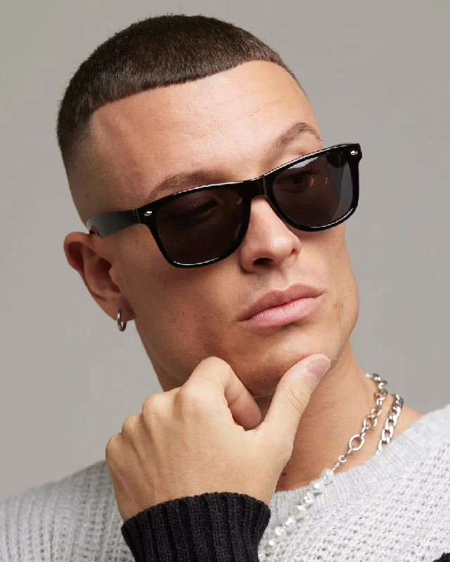 LINGHAM MEN’S SUNGLASSES | BLACK Wood - Grain Accent Natural Look