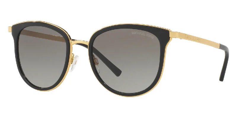 Michael Kors Women's Adrianna 54mm Black and Gold Sunglasses MK1010-110011-54 Translucent Frame Modern Aesthetic