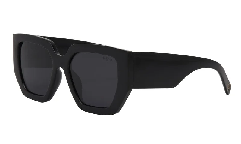 Olivia Polarized Sunglasses, Black/Smoke | I-SEA Retro Round - Frame Look