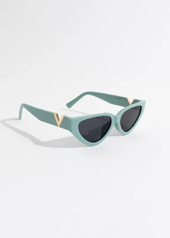 Only Me Oval Sunglasses Green Round - Rimmed Bohemian Look