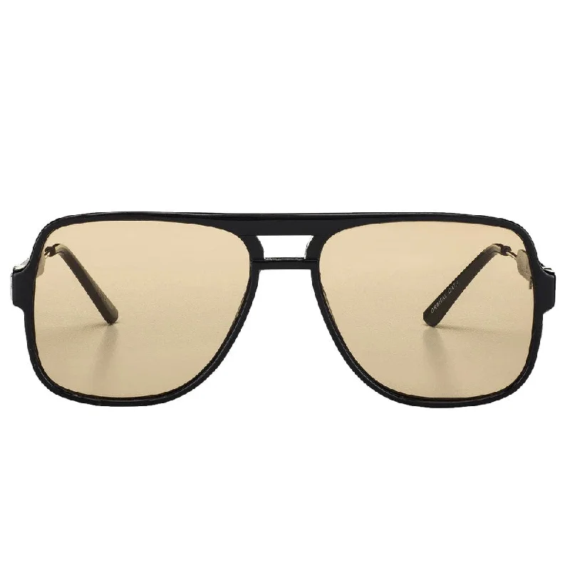 Orbital (Matte Black + Tan) Vintage - Style Browline Glasses