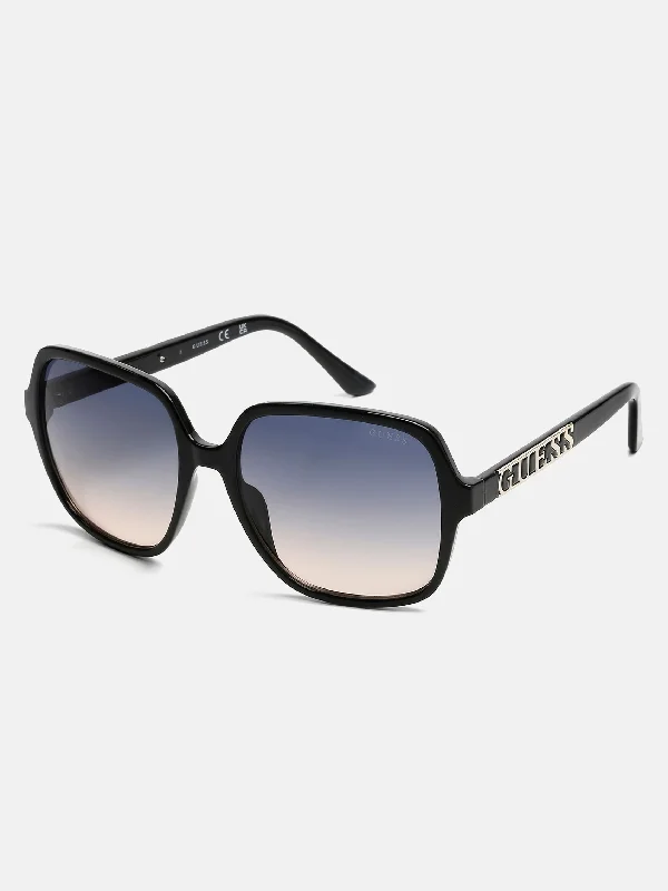 Oversized Rounded Square Sunglasses Rhinestone - Embellished Glam Design