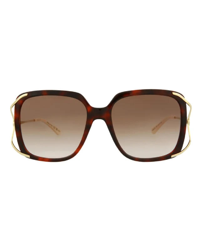 Oversized Square-Frame Acetate Sunglasses Glossy Metal Frame Look