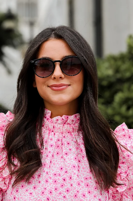 Perfectly Iconic Black Round Sunglasses Retro Round - Frame Look