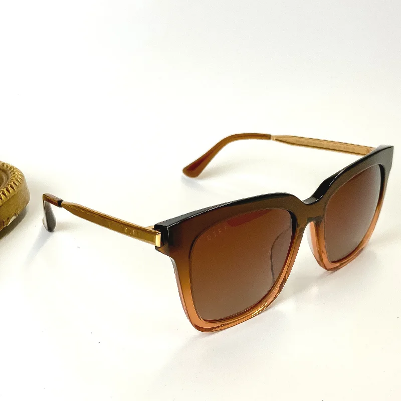 DIFF | Bella Polarized Brown Gradient Square Lens Sunglasses in Taupe Ombre Crystal Rectangle Business Style DIFF | Bella Polarized Brown Gradient Square Lens Sunglasses in Taupe Ombre Crystal Rectangle Business Style