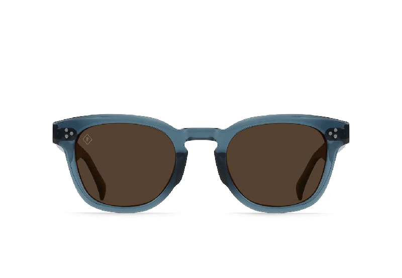 RAEN Squire Absinthe Blue and Vibrant Brown Polarized Lenses Sunglasses Glossy Metal Frame Look