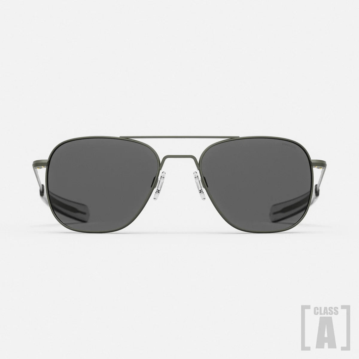 Randolph - Class A Aviator Sunglasses - Olive & American Gray - 55mm Rectangle Business Style Randolph - Class A Aviator Sunglasses - Olive & American Gray - 55mm Rectangle Business Style