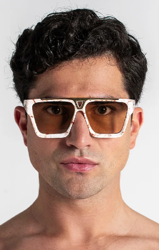 Red Rise Marble Sunglasses Geometric - Patterned Frame Design