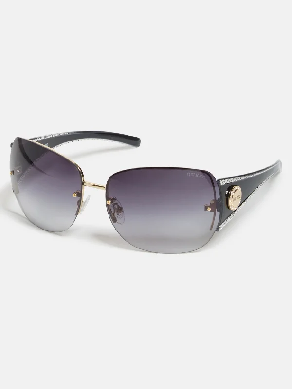 Rimless Square Sunglasses Matte - Finish Plastic Frame Look