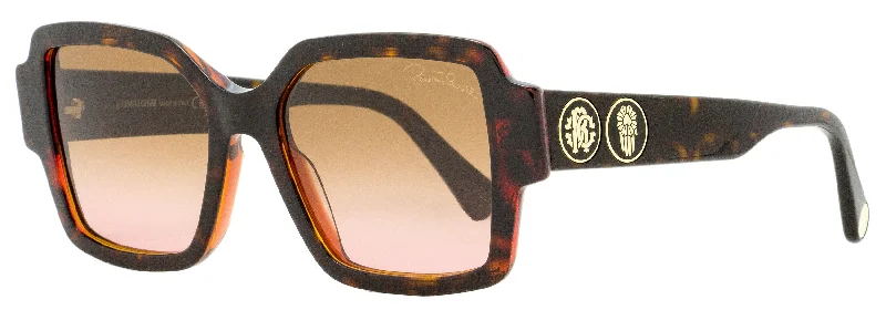 Roberto Cavalli Women's Square Sunglasses RC1130 56F Dark Havana 54mm Art - Deco - Inspired Eyewear