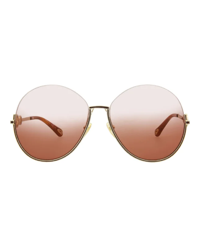 Round-Frame Metal Sunglasses Rectangle - Rimmed 