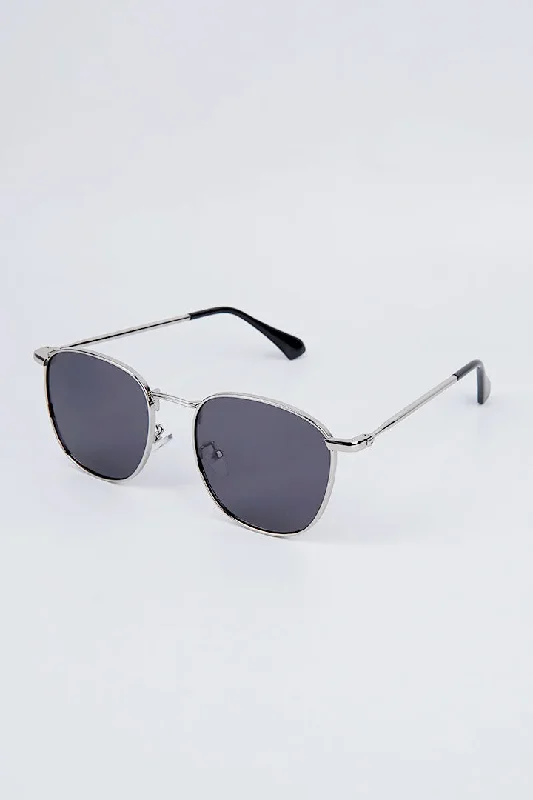 Round Metal Sunglasses - Black Cat - Eye Vintage Revival