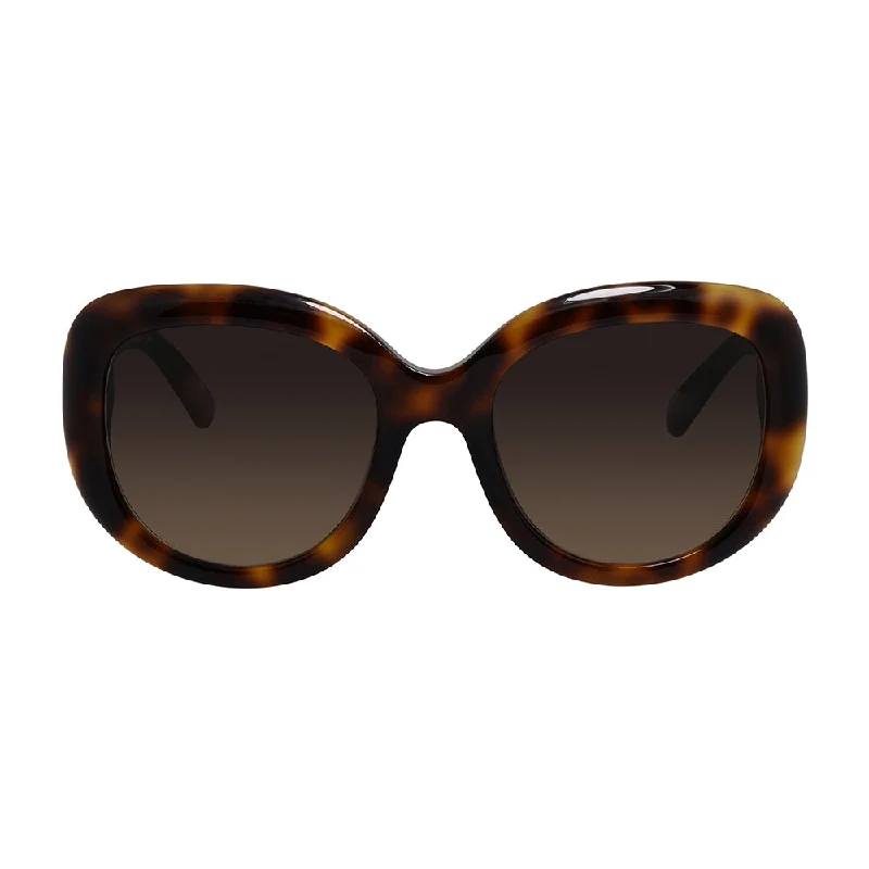 Salvatore Ferragamo  SF 727S 214 53mm Womens Round Sunglasses Wood - Grain Accent Natural Look