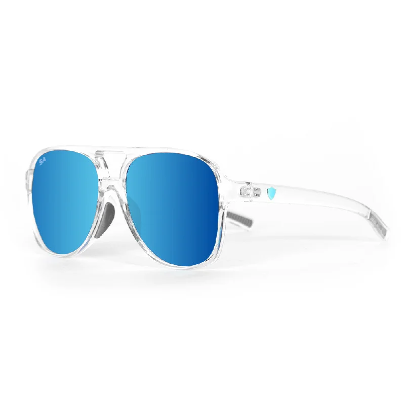 Sport Aviator Sunglasses | Clear | Aqua Mirror Foldable Travel - Friendly Glasses
