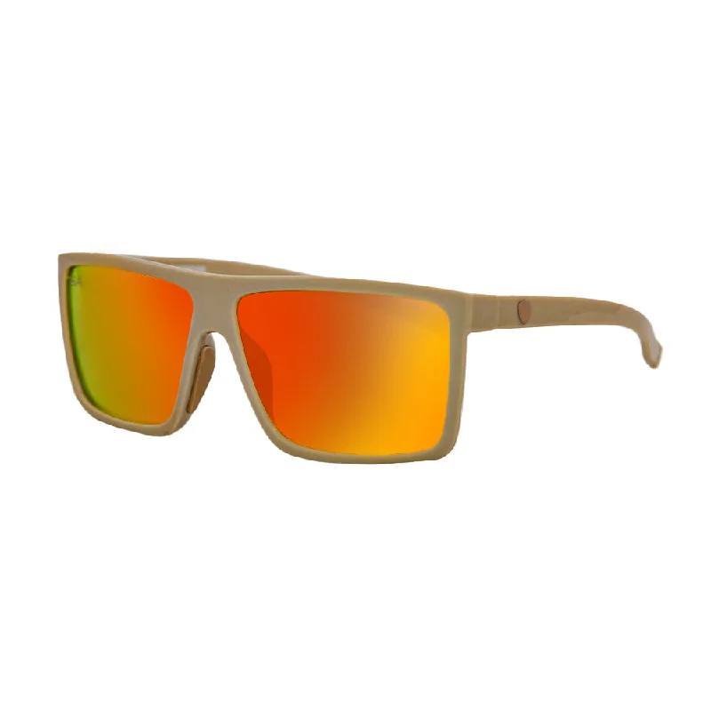 Sport Sunglasses | Desert Sand | Red/Orange Mirror Retro Round - Frame Look