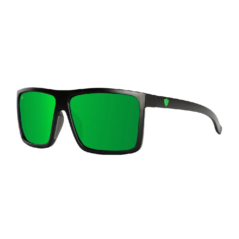 Sport Sunglasses | Matte Black | Green Mirror Vintage - Style Browline Glasses