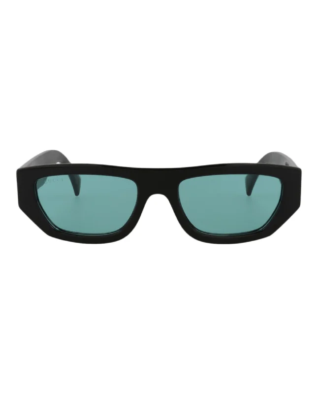 Square-Frame Injection Sunglasses Glossy Metal Frame Look