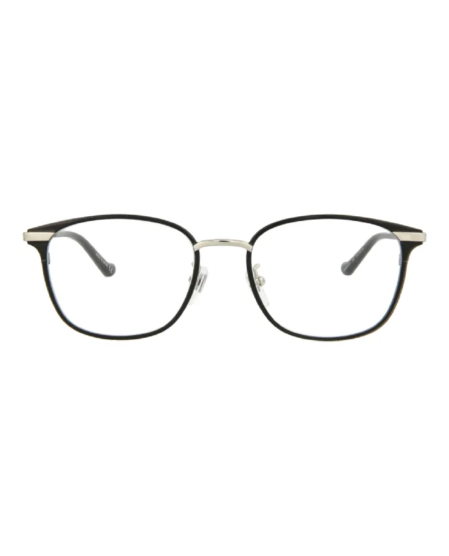 Square-Frame Metal Optical Frames Leather - Trimmed Luxe Style
