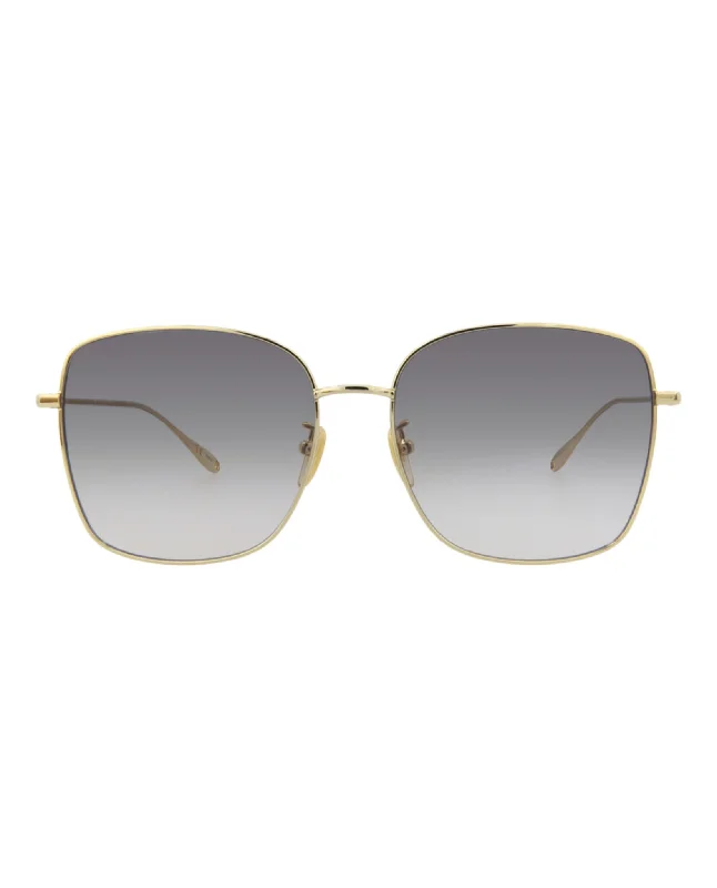 Square-Frame Metal Sunglasses Wood - Grain Accent Natural Look