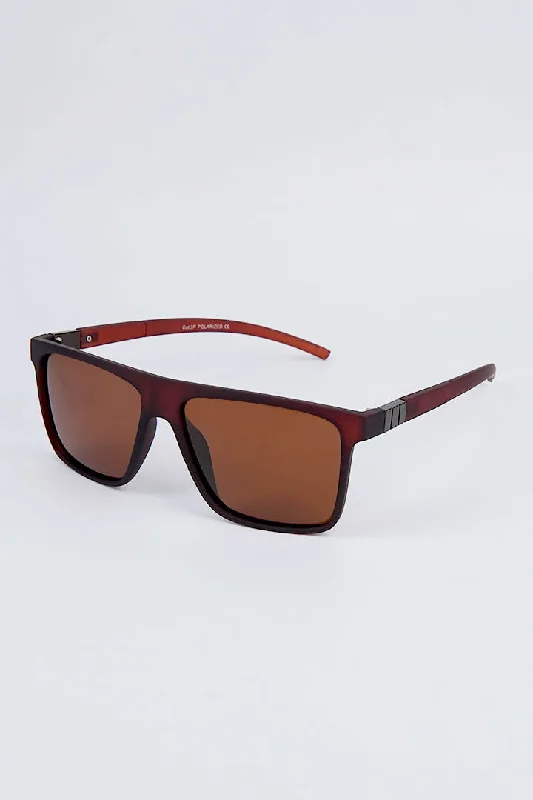 Square Oversized Sunglasses - Brown Unisex Angular Frame Style