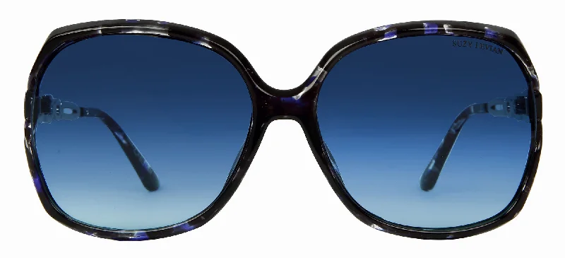 Suzy Levian Women's Blue Oversize Silver Chain Accent Sunglasses Chunky Black - Frame Goth Look Suzy Levian Women's Blue Oversize Silver Chain Accent Sunglasses Chunky Black - Frame Goth Look
