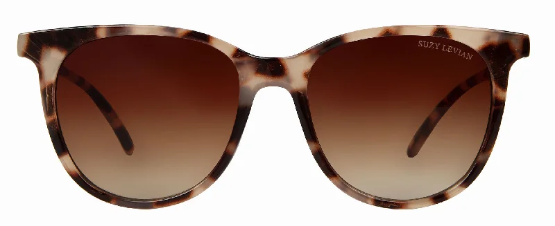 Suzy Levian Women's Brown Tortoise Square Lens Sunglasses Cat - Eye Feminine Design