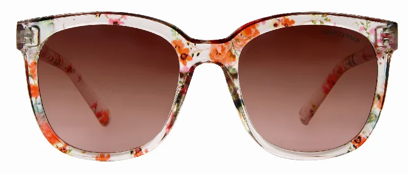 Suzy Levian Women's Pink Clear Floral Square Lens Silver Accent Sunglasses Geometric - Shaped Avant - Garde