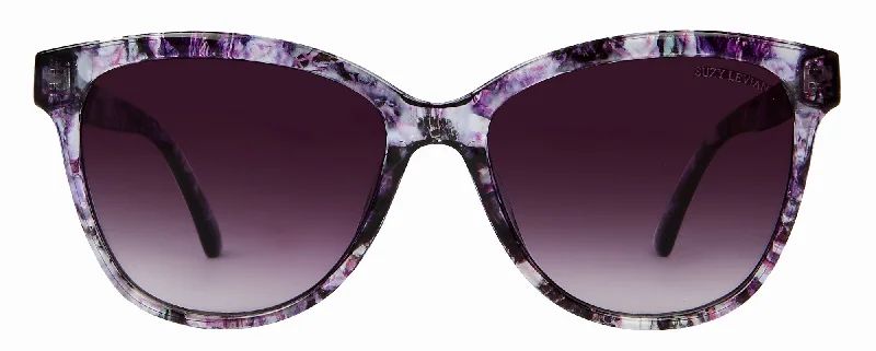 Suzy Levian Women's Purple Tortoise Square Lens Sunglasses Retro Round - Frame Look