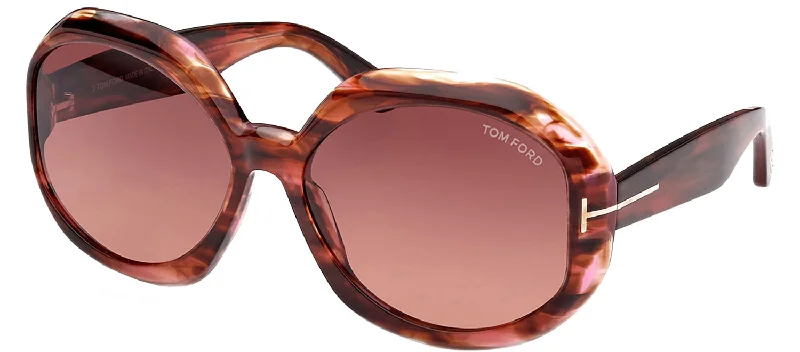 Tom Ford GEORGIA-02 W FT1011 55F Oval Sunglasses Glossy Metal Frame Look