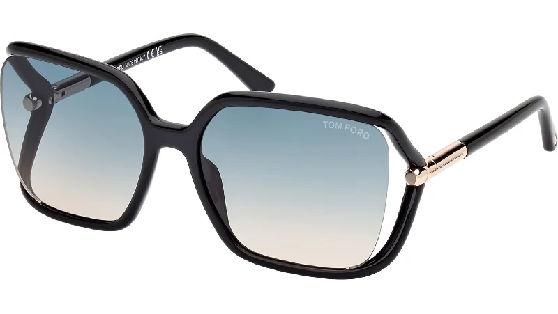 Tom Ford Women's 60 mm Shiny Black Sunglasses Translucent Frame Modern Aesthetic