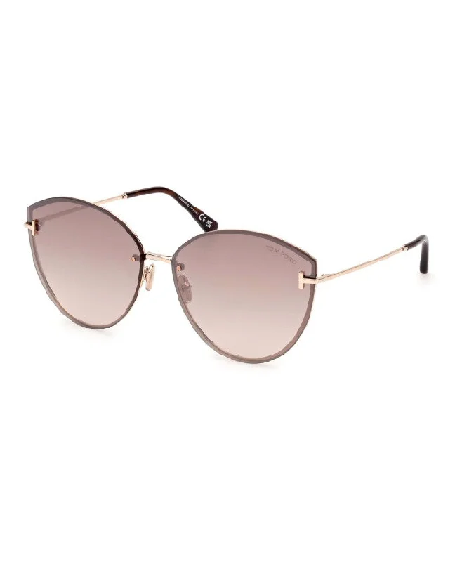 Tom Ford Women's 63 mm Shiny Rose Gold Sunglasses Glossy Metal Frame Look