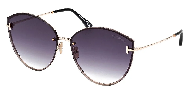 Tom Ford Women's 63 mm Shiny Rose Gold Sunglasses Vintage - Style Browline Glasses