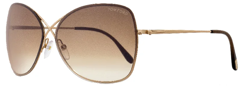 Tom Ford Women's Butterfly Sunglasses TF250 Colette 28F Rose Gold 63mm Oval - Shaped Academic Look