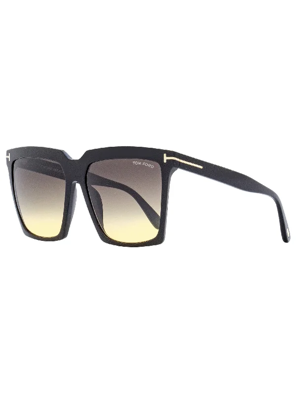 Tom Ford Women's Square Sunglasses TF764 Sabrina-02 01B Black 58mm Oval - Shaped Academic Look