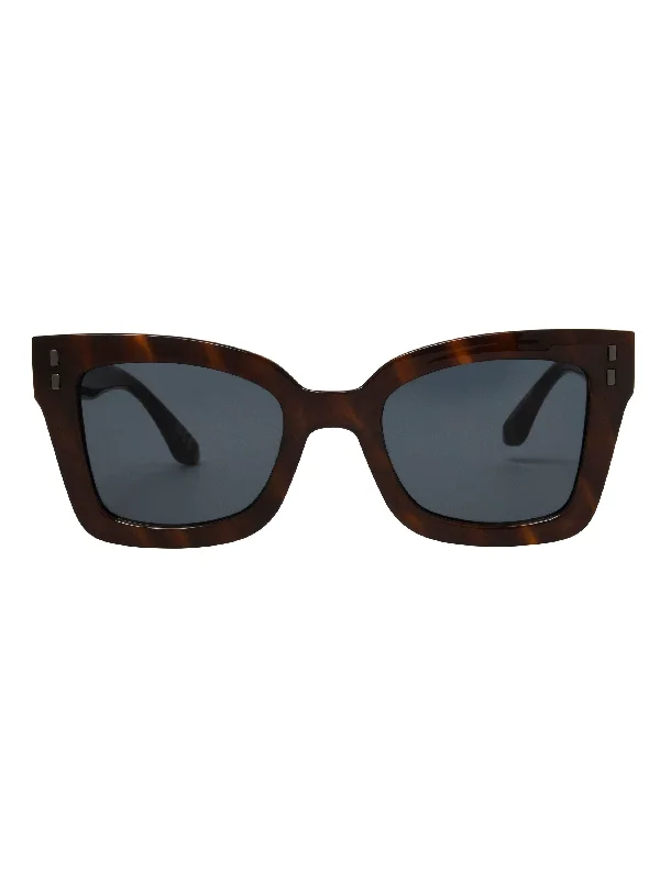 Tortoise Horn Sunglasses Rhinestone - Embellished Glam Design