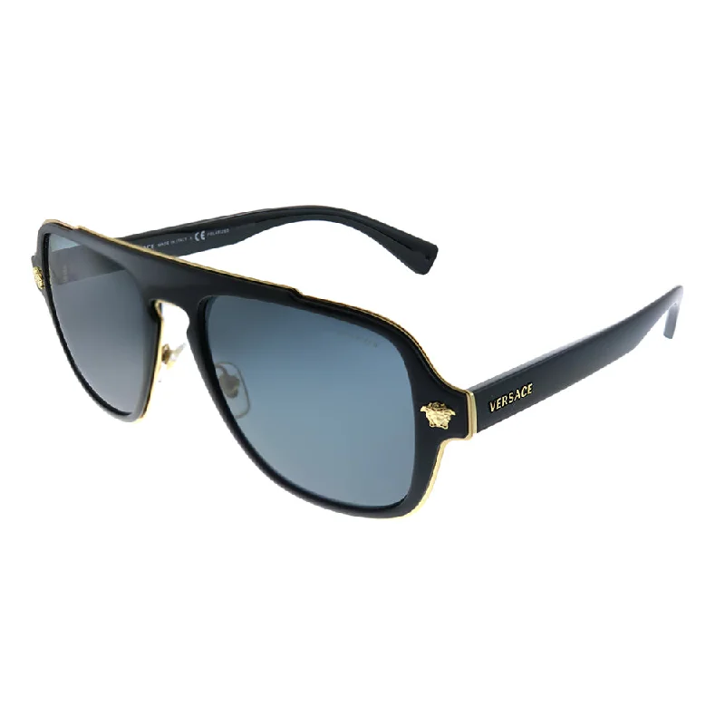Versace Medusa Charm VE 2199 100281 Unisex Aviator Sunglasses Thin - Rimmed Elegant Style Versace Medusa Charm VE 2199 100281 Unisex Aviator Sunglasses Thin - Rimmed Elegant Style