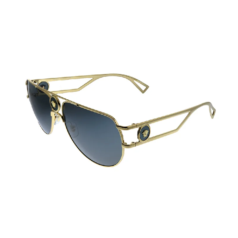 Versace  VE 2225 100287 Unisex Aviator Sunglasses Wood - Grain Accent Natural Look