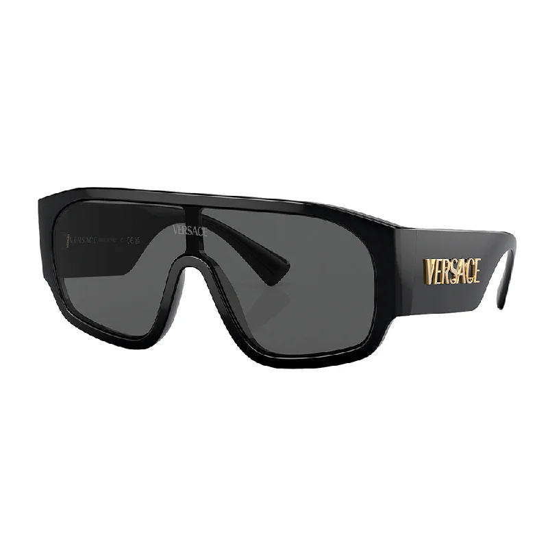 Versace  VE 4439 GB1/87 Womens Shield Sunglasses Round - Rimmed Bohemian Look