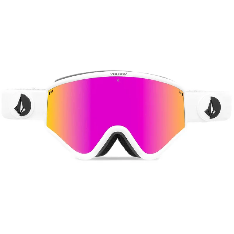 Volcom Yae Snowboard Goggles - Matte White/Pink Chrome Round - Rimmed Bohemian Look