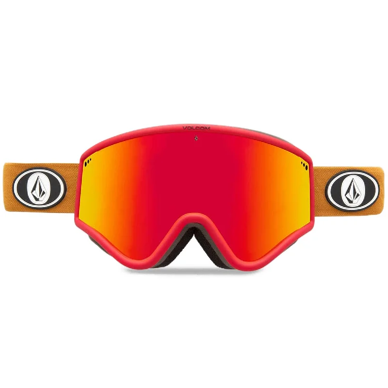 Volcom Yae Snowboard Goggles - Red/Charamel/Red Chrome Thin - Rimmed Elegant Style